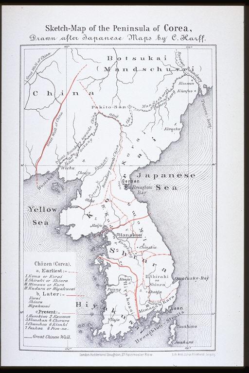 朝鮮半島の略図 ｃ ハーフの日本地図によって描かれた 地図 Sketch Map Of The Peninsula Of Corea Drawn After Japanese Maps By C Harff