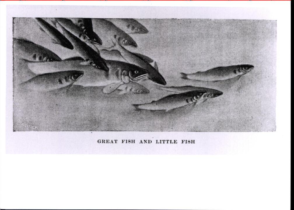 大きな魚と小さな魚 日本画 Great Fish And Little Fish