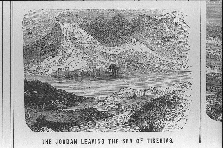 ティベリアス湖 ガリラヤ湖 を流出するヨルダン川 写真による素描 The Jordan Leaving The Sea Of Tiberias Photo