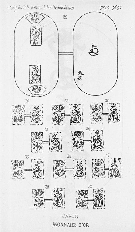 金貨．日本．２９．同時代（慶長）の両頭小判金．３０－３２．同時代